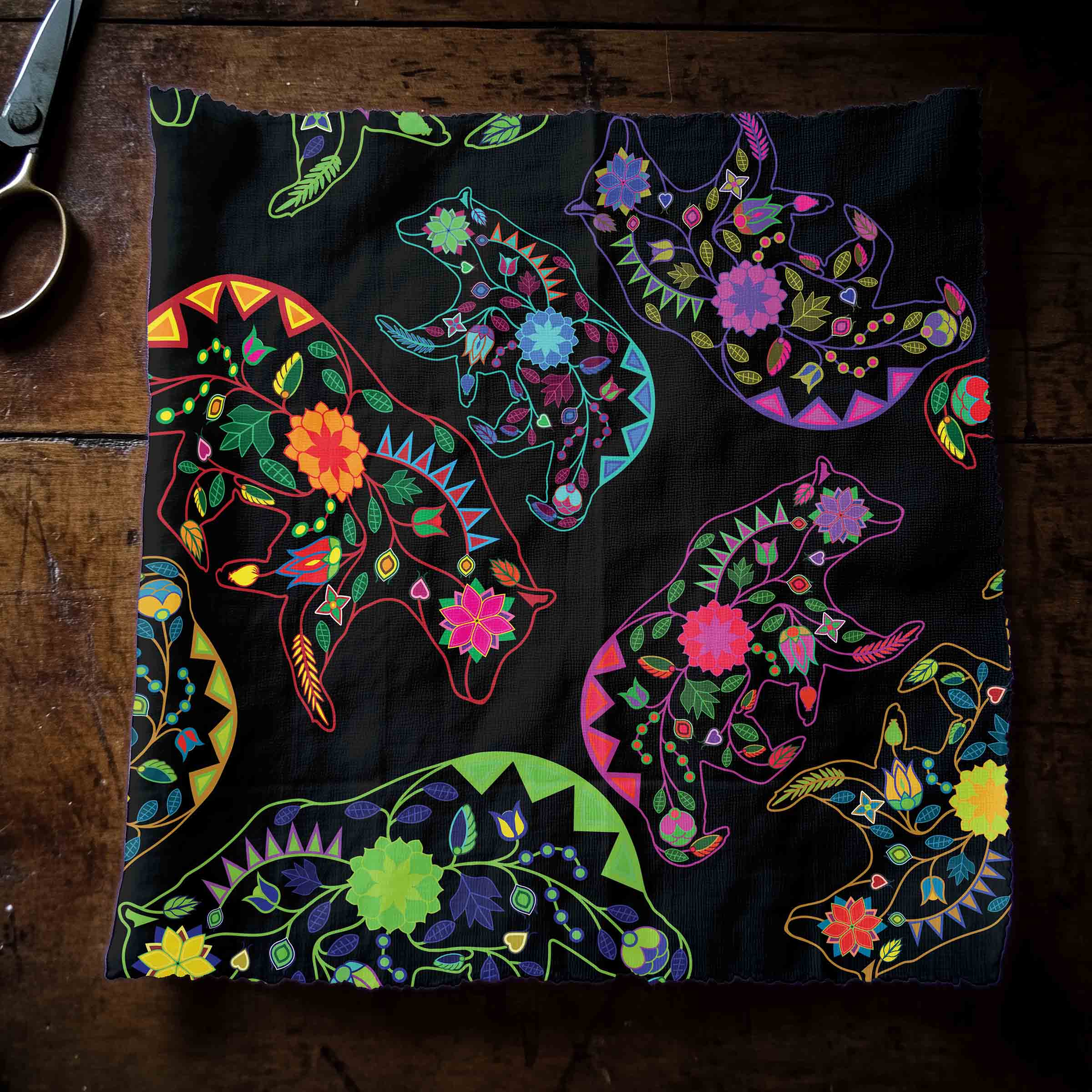 Neon Floral Bears 42 inch Cotton Poplin Pre Order
