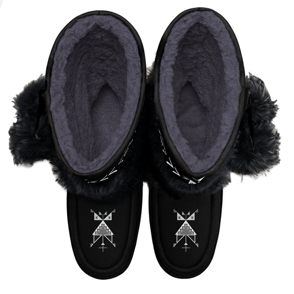 Owl Watcher Black Real Leather MocLux Calf with Black Fur