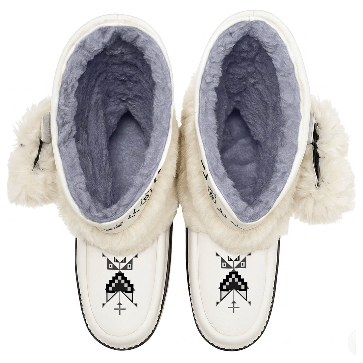 Owl Watcher White Real Leather MocLux Calf with White Fur
