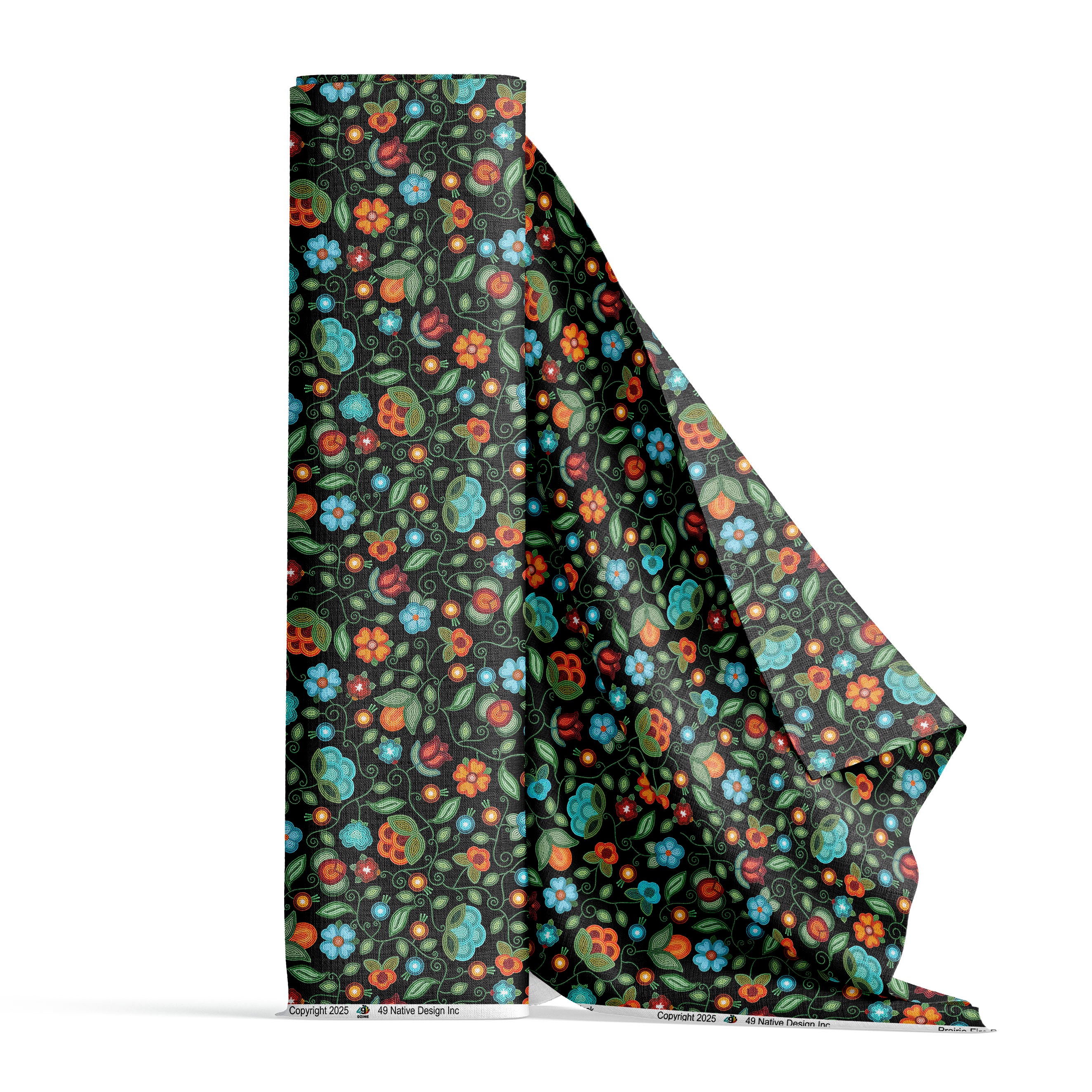 Prairie Fire Petals Black 42 Inch Cotton Poplin Pre Order