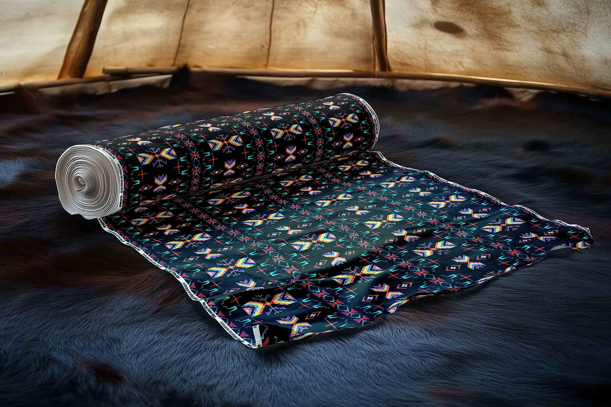 Rainy Chief Rainbow Black 42 Inch Cotton Poplin Pre Order