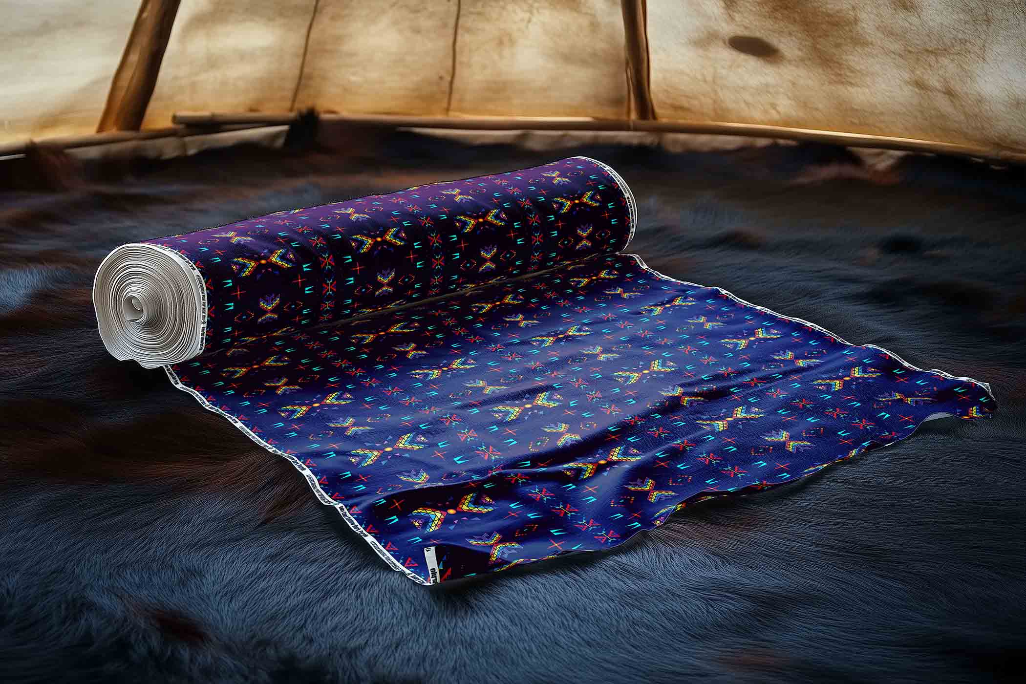 Rainy Chief Rainbow Dark Purple 42 Inch Cotton Poplin Pre Order