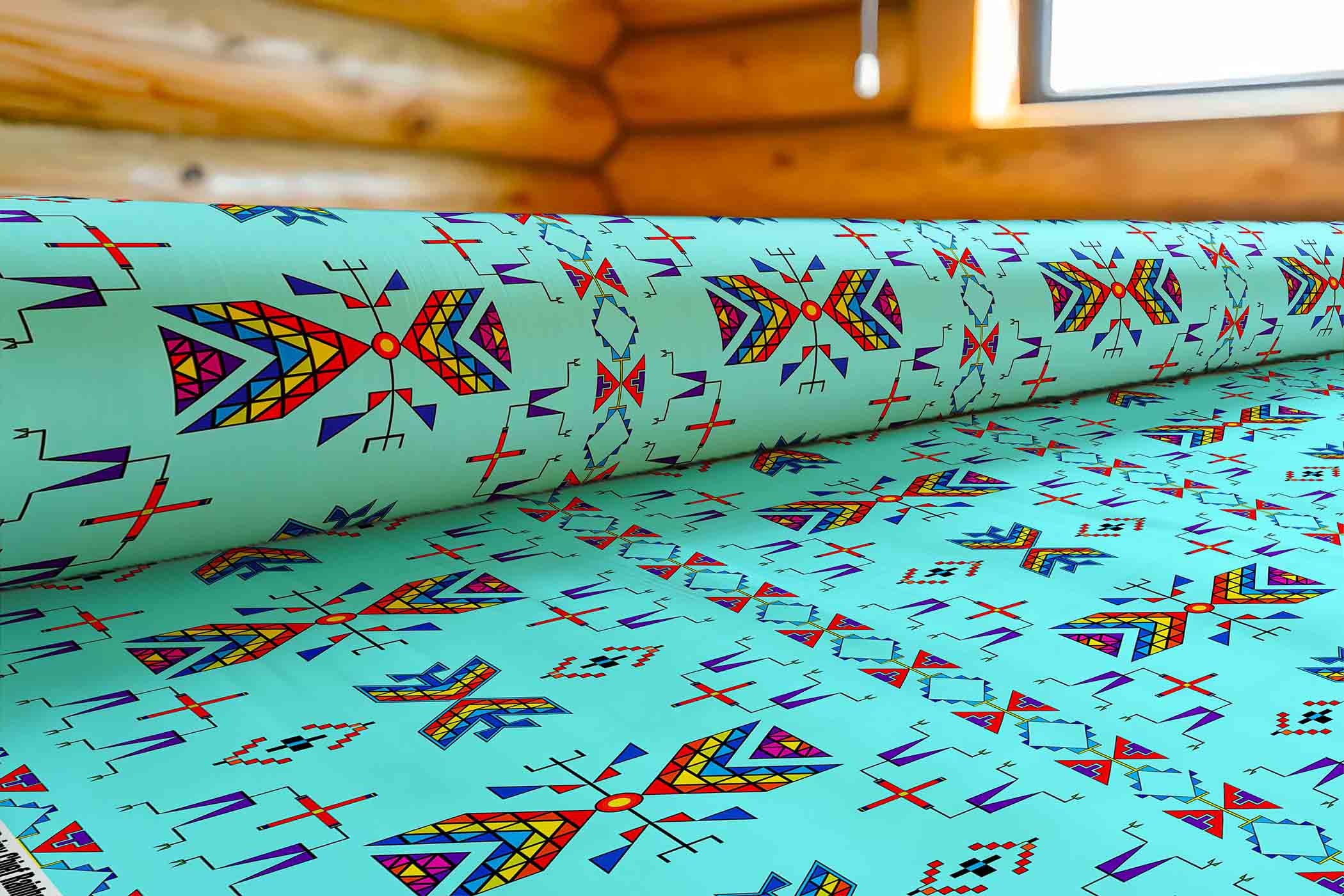 Rainy Chief Rainbow Robin Egg 42 Inch Cotton Poplin Pre Order