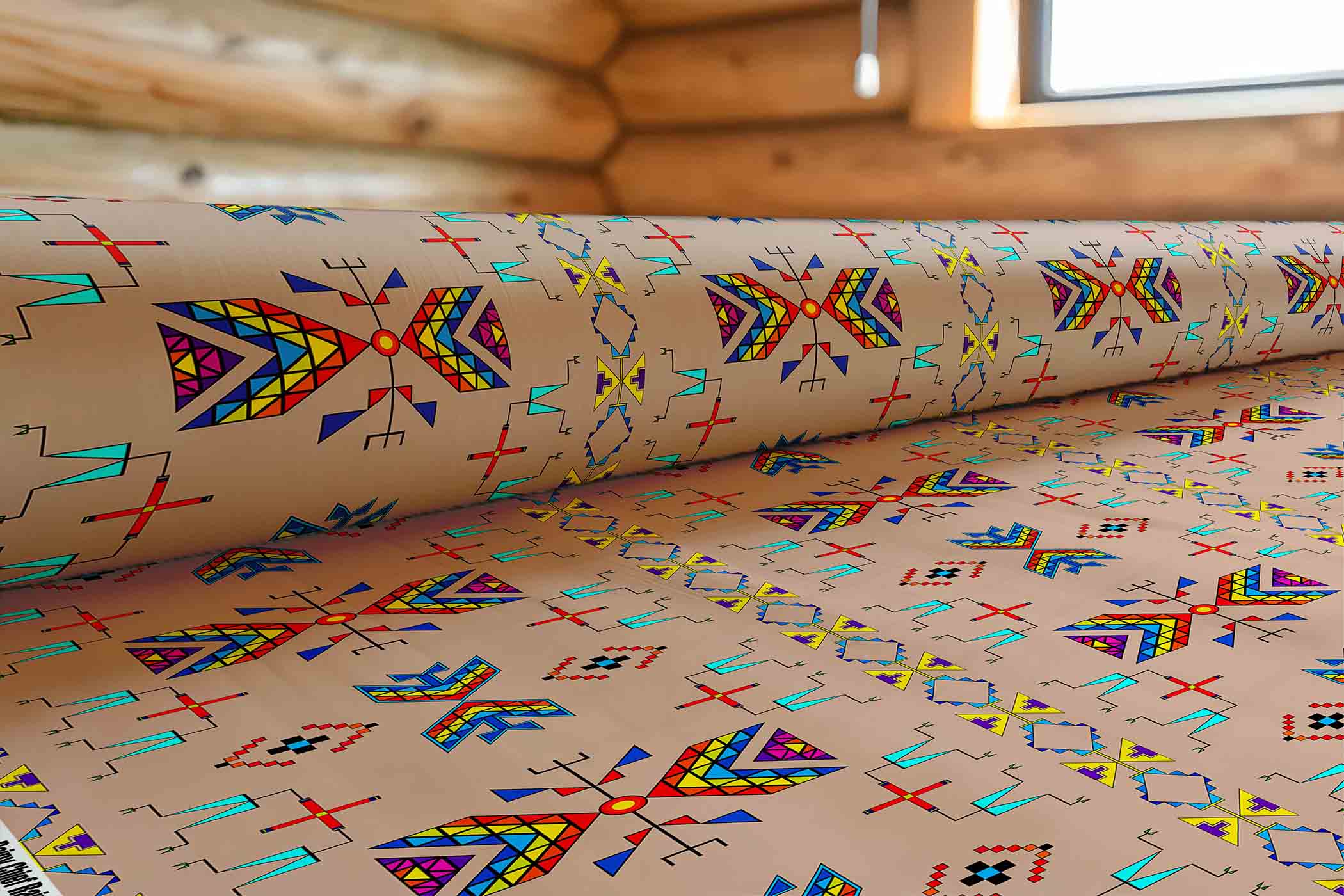 Rainy Chief Rainbow Taupe 42 Inch Cotton Poplin Pre Order