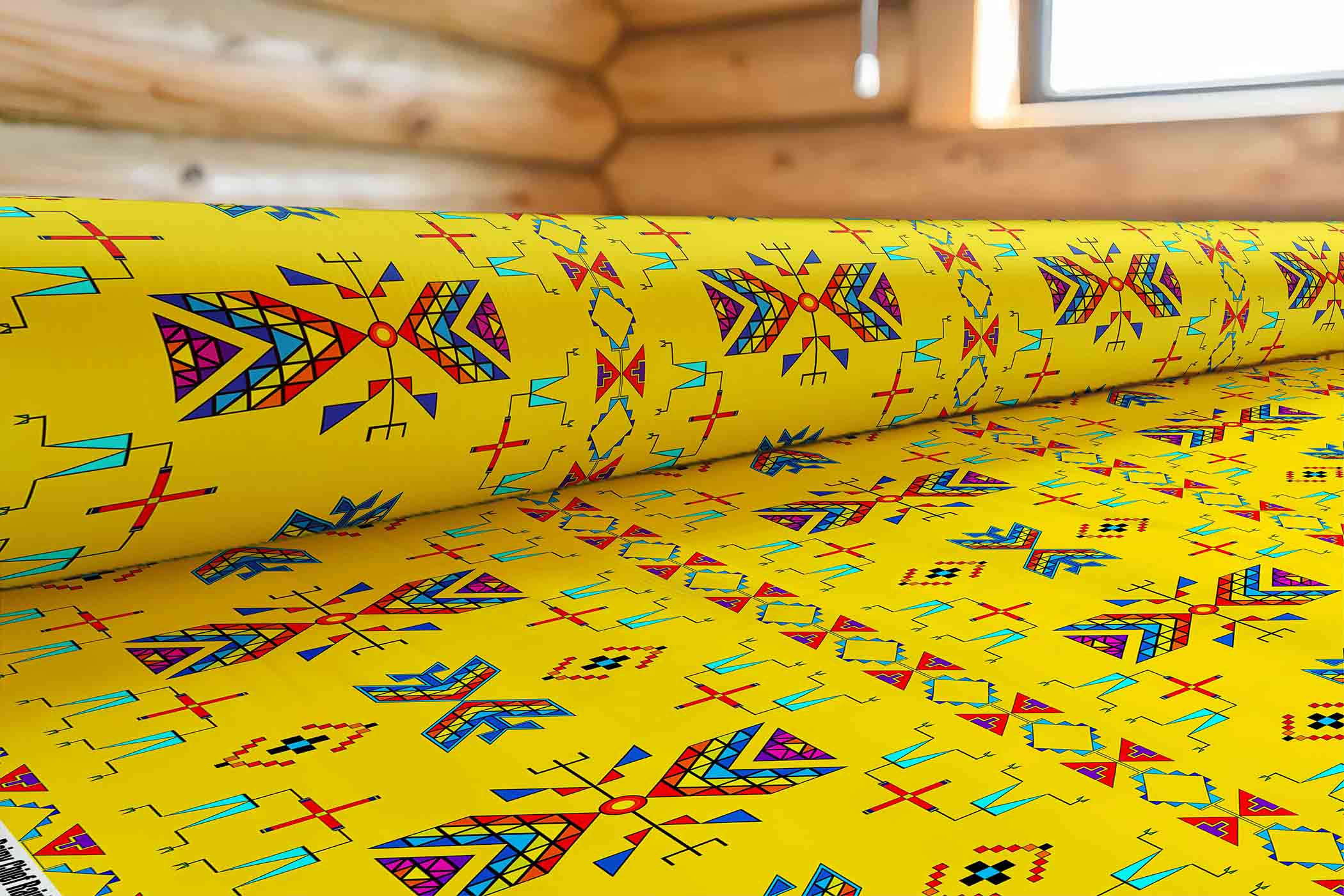 Rainy Chief Rainbow Yellow 42 Inch Cotton Poplin Pre Order