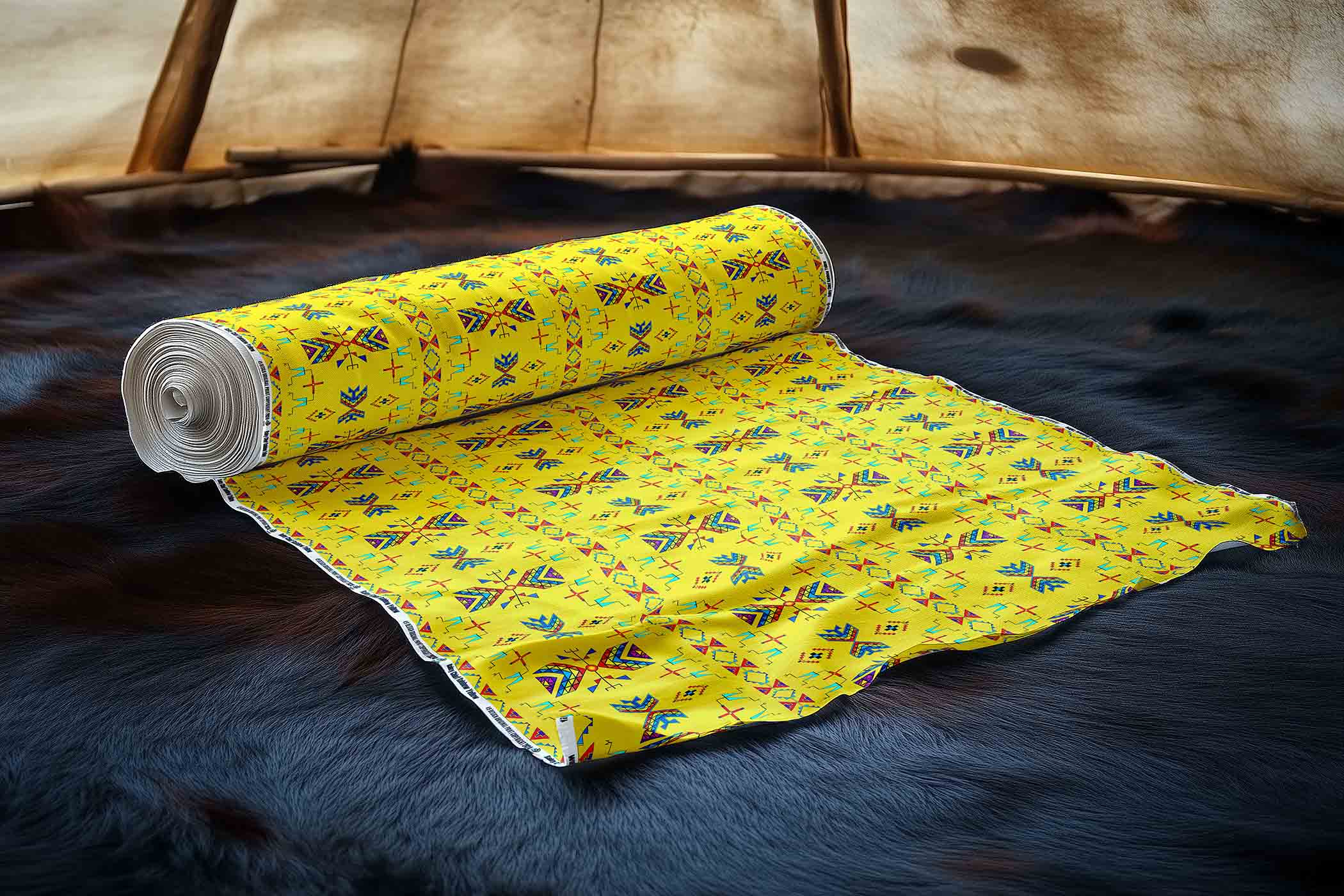 Rainy Chief Rainbow Yellow 42 Inch Cotton Poplin Pre Order