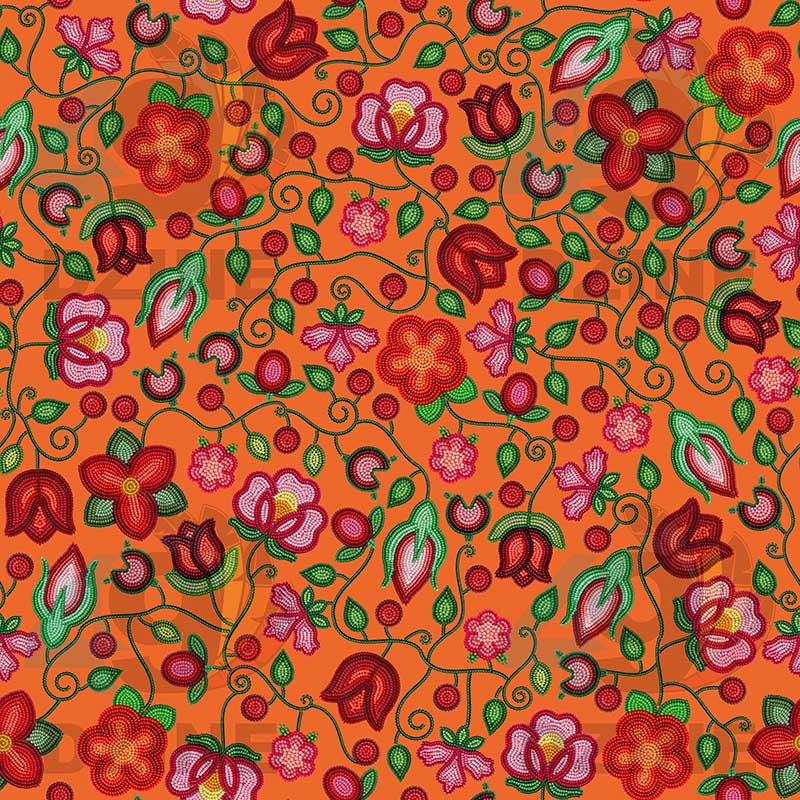 Rose Reverie Orange Satin Fabric By the Yard Pre Order
