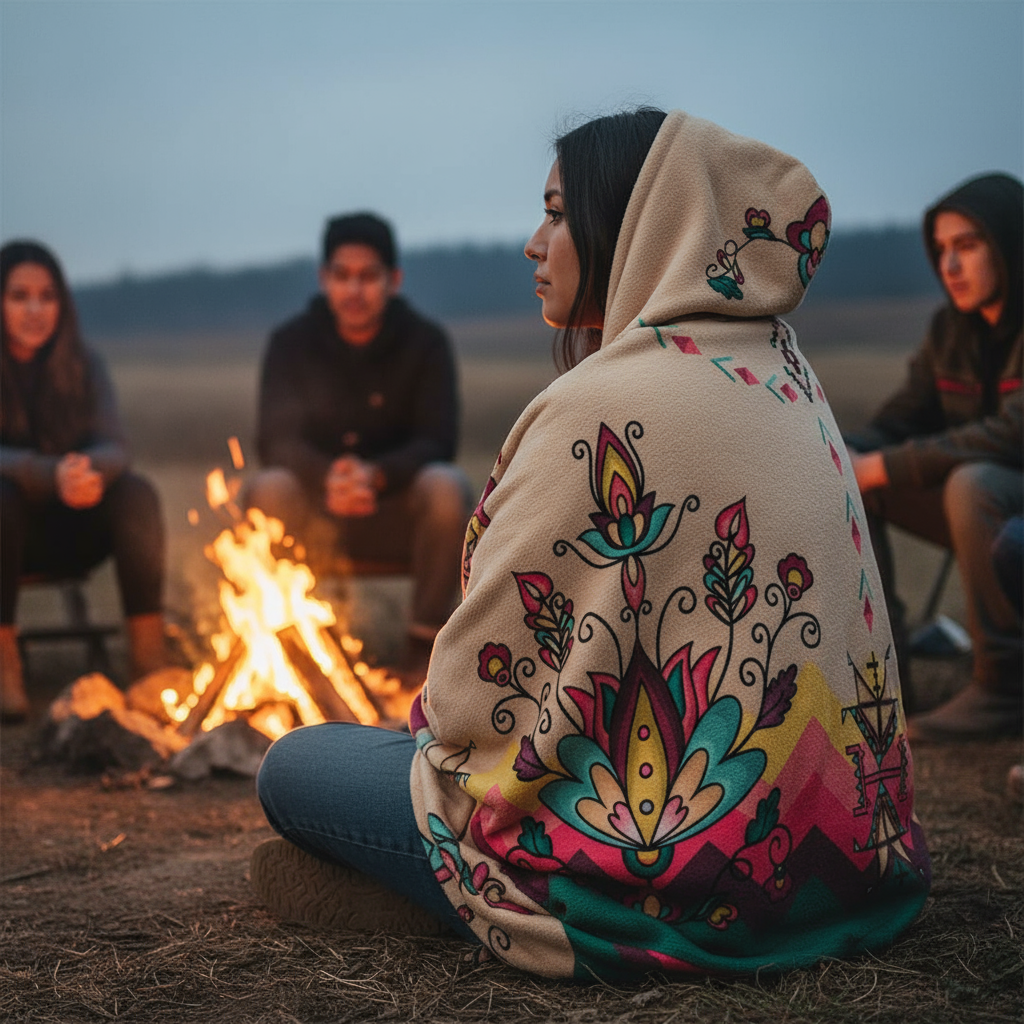 Golden Harvest Bloom Women's Hooded Blanket