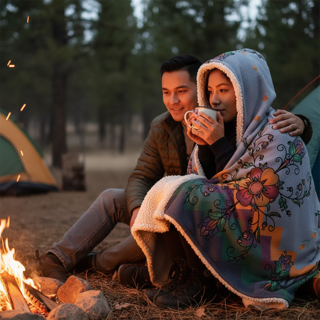 Rust & Ember Flower Song Women's Hooded Blanket