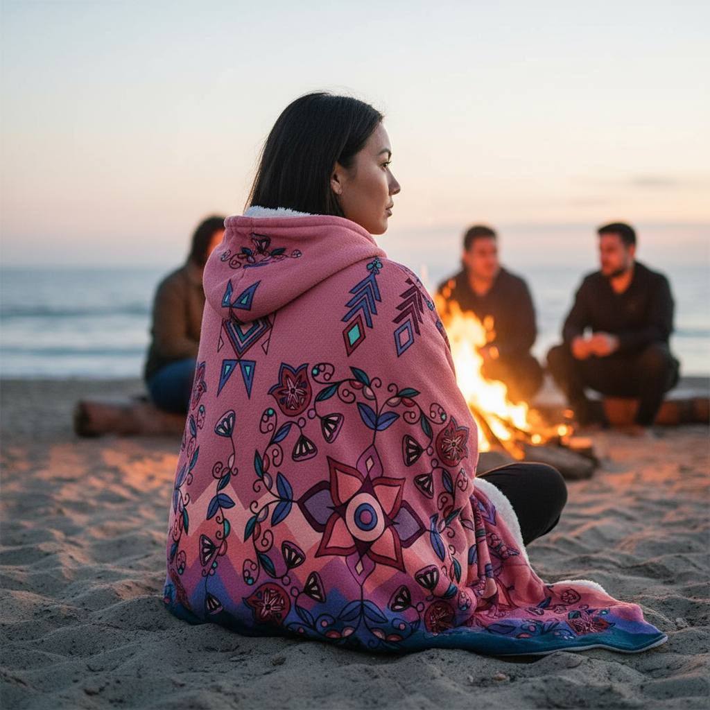 Frost Flower Circle Women's Hooded Blanket