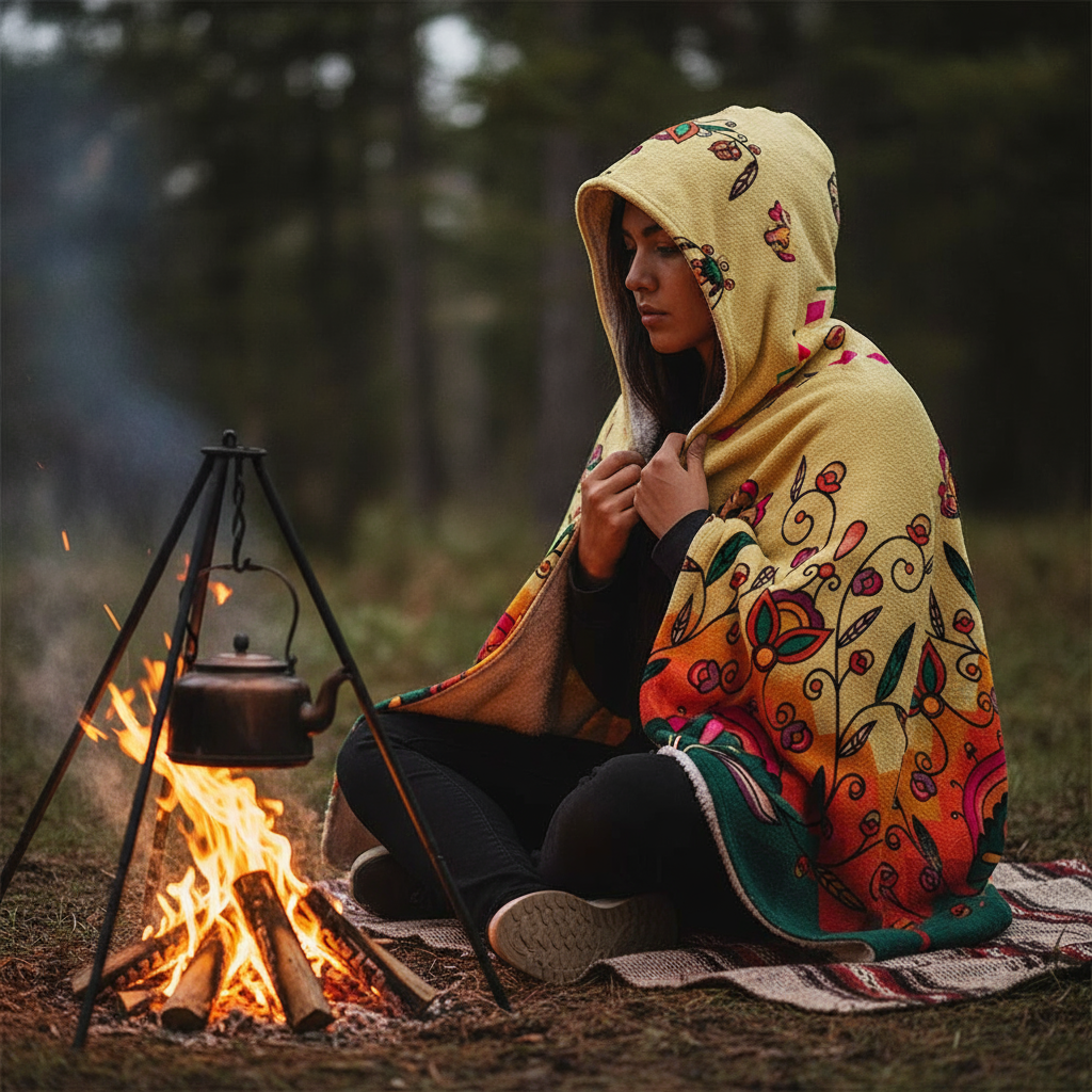 Maple Shine Ribbon Rose Women's Hooded Blanket