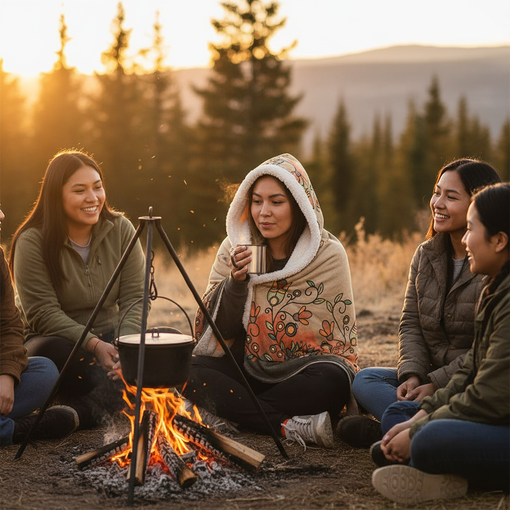 Roots and Rising Earthy Women's Hooded Blanket