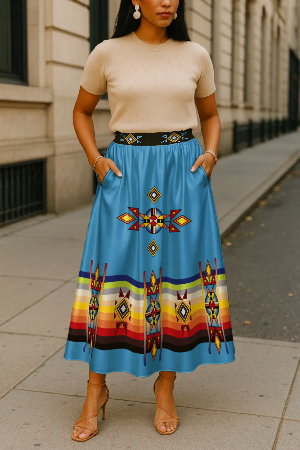 Sunset Pathways Geometric Skirt
