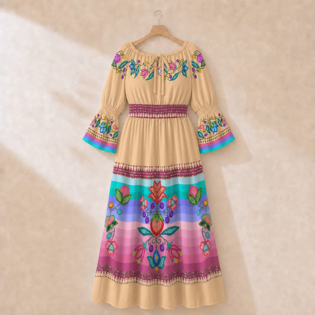 Sweet Offering Cream 1 Smocked Waist Peasant Dress