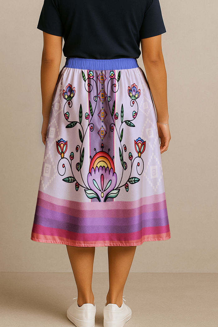Threaded Whispers Bright Elastic Waist Pocket Midi Skirt