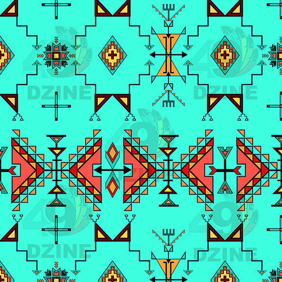 Thunder Flight Turquoise Satin Fabric By the Yard Pre Order