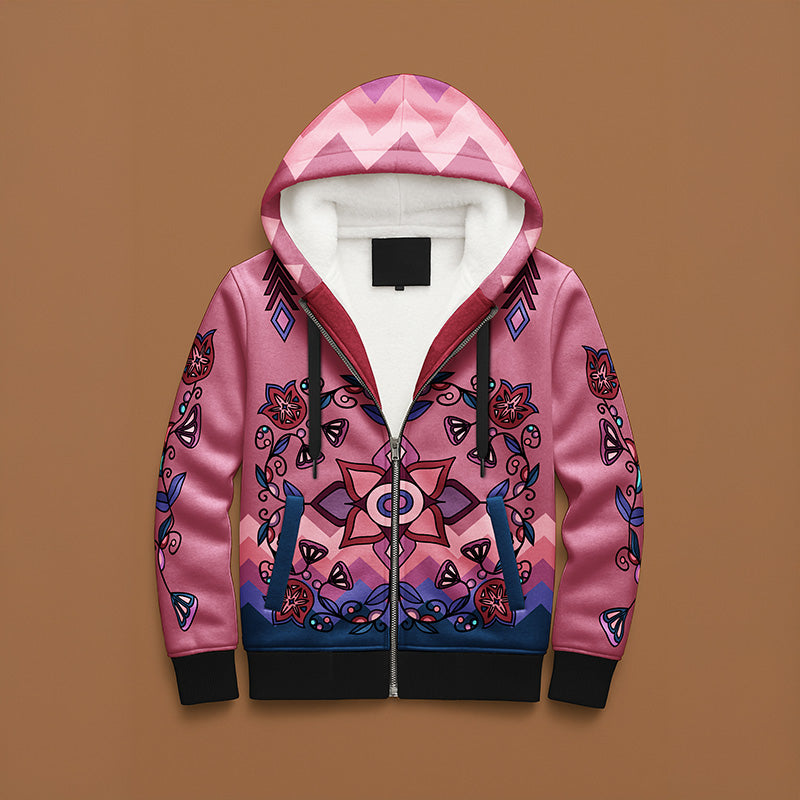 Frost Flower Circle Women's Sherpa Hoodie