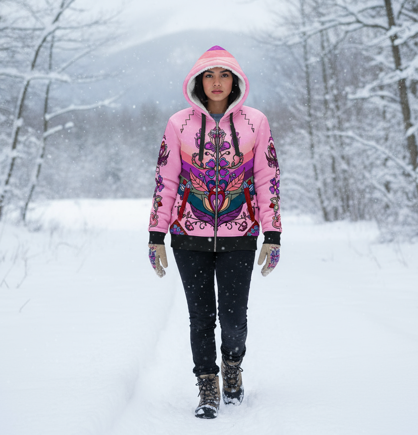 Frosted Leaf Spirit Women's Sherpa Hoodie