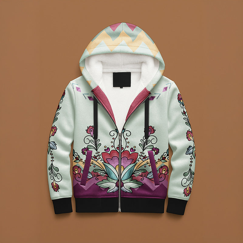 Sunset Berry Bloom Women's Sherpa Hoodie