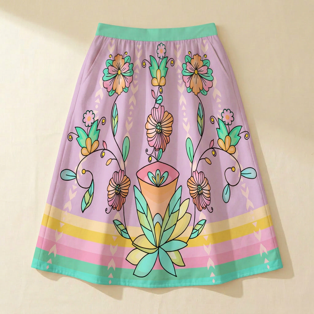 Whisphers of the Willow Bright Elastic Waist Pocket Midi Skirt