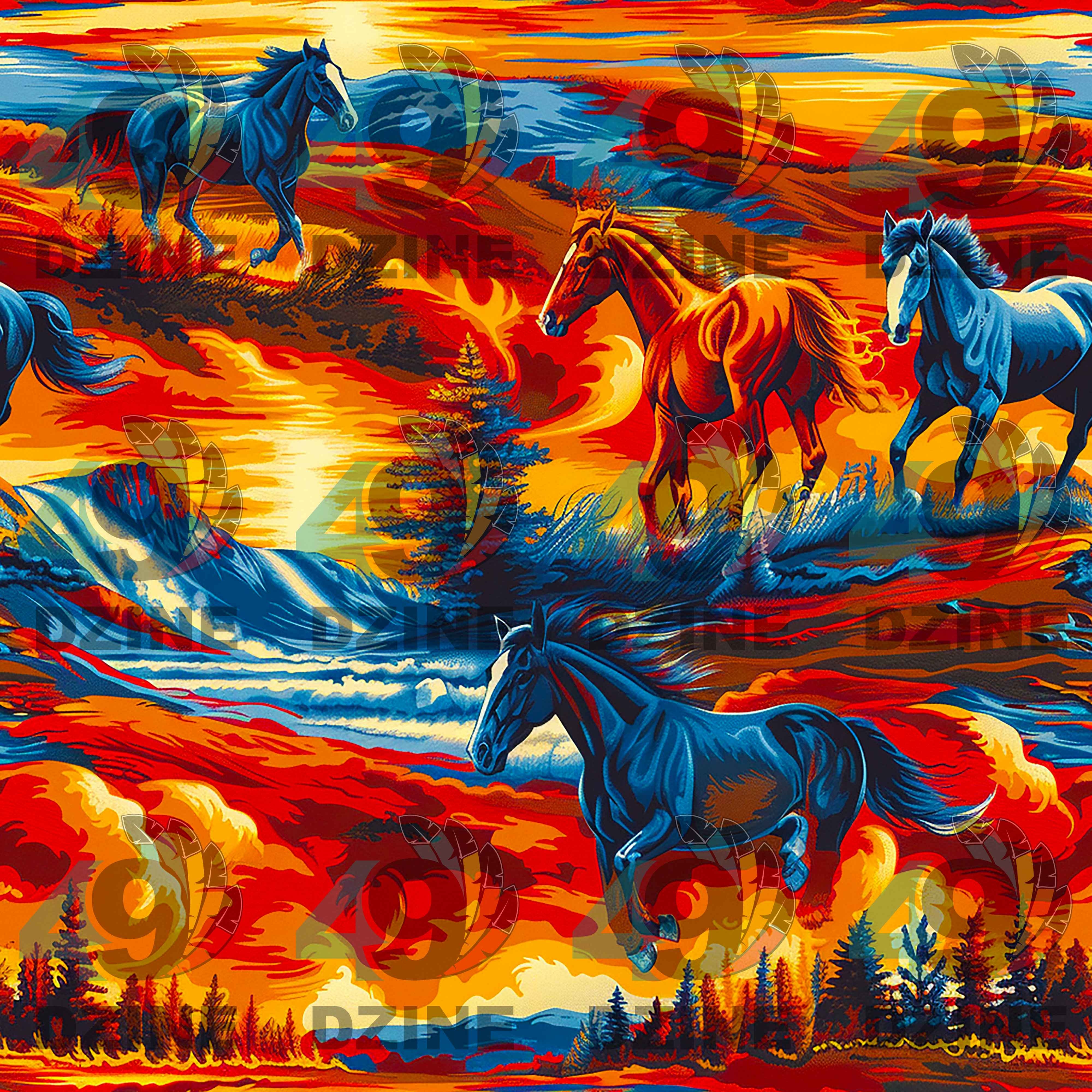 Wilds Horses 2 42 Inch Cotton Poplin Pre Order