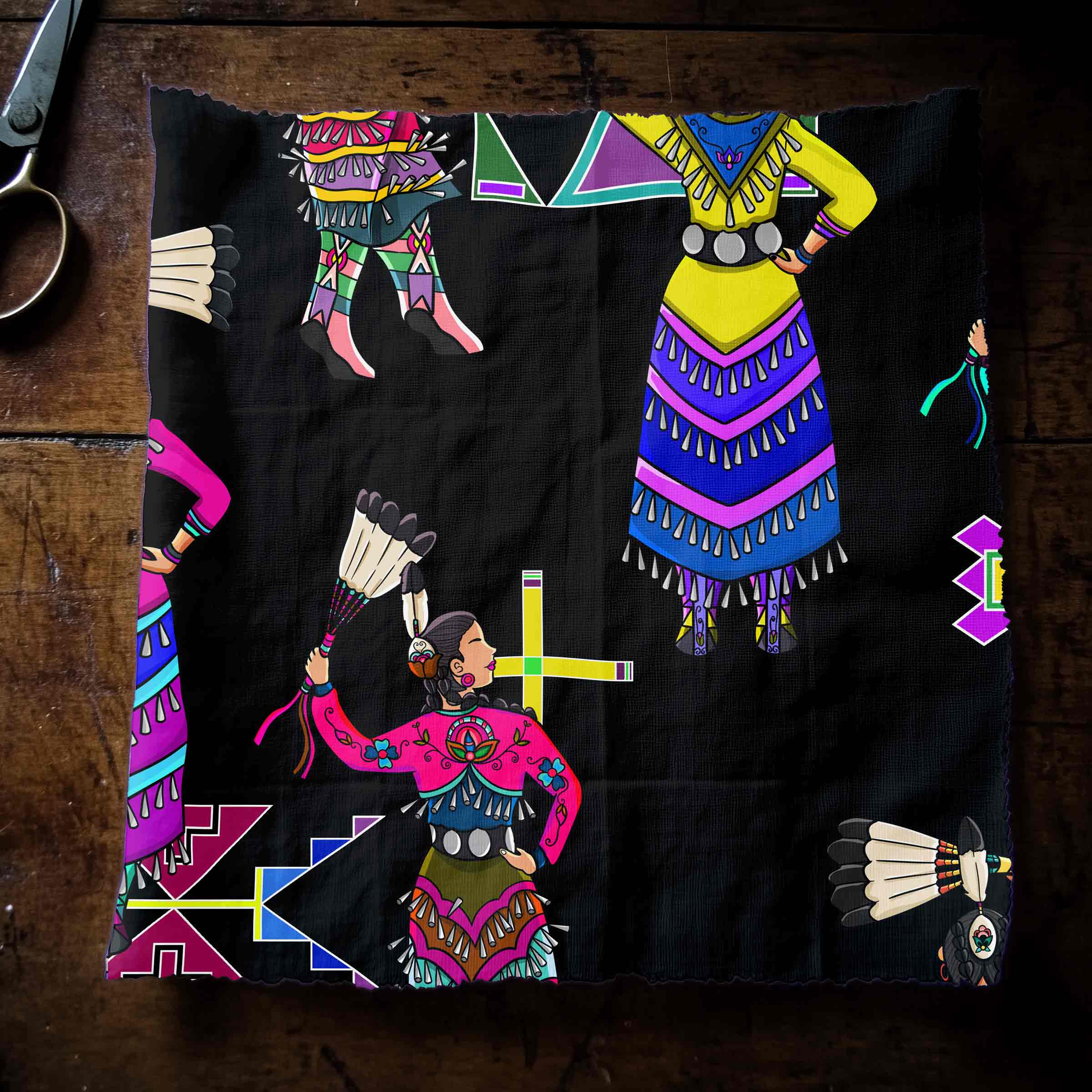 Women's Jingle Dancers Black Large 42 Inch Cotton Poplin Pre Order
