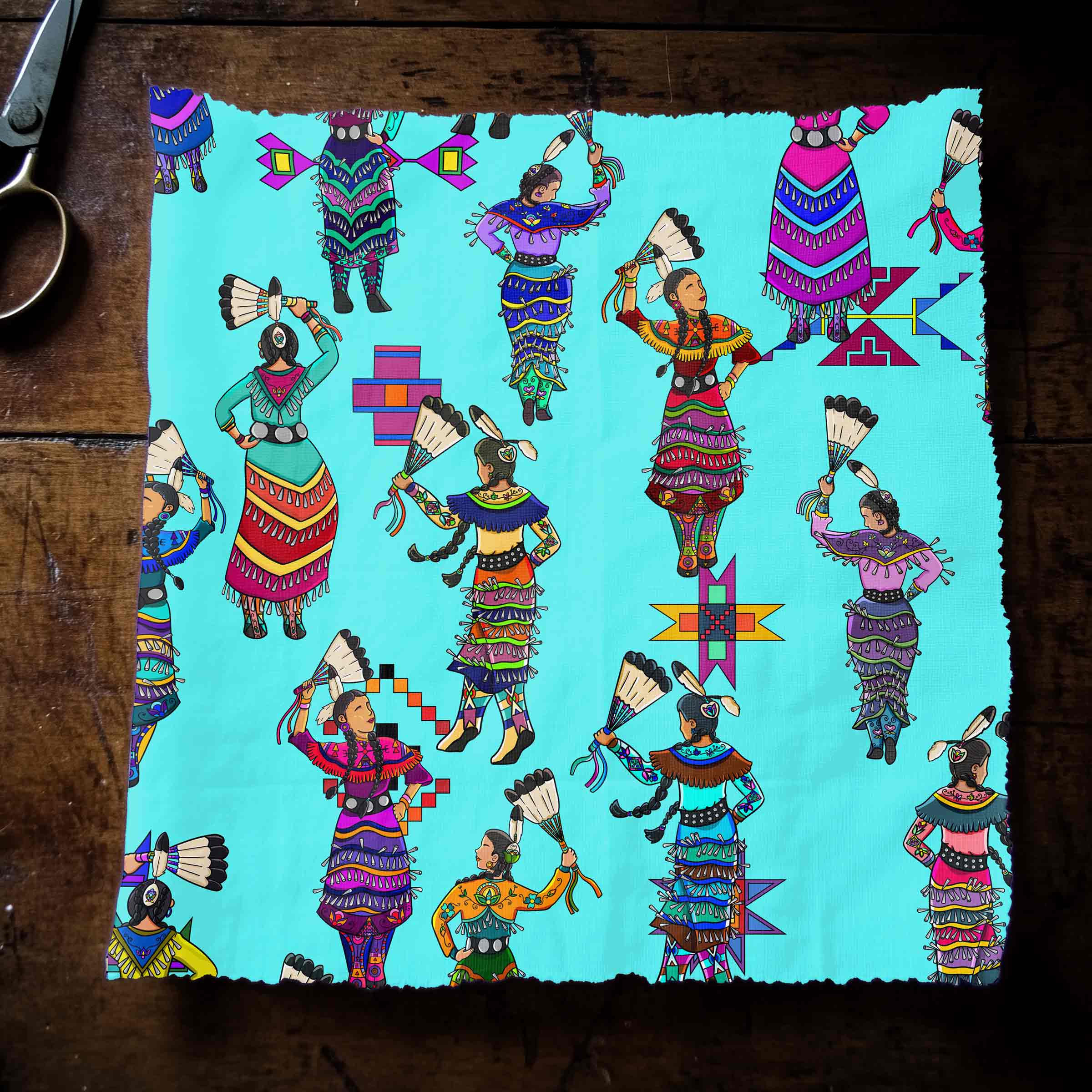 Women's Jingle Dancers Turquoise Small 42 Inch Cotton Poplin Pre Order