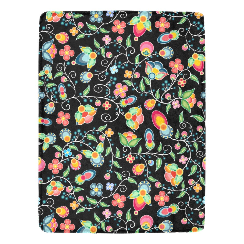 Floral Bounty Black Ultra-Soft Micro Fleece Blanket 60"x80"
