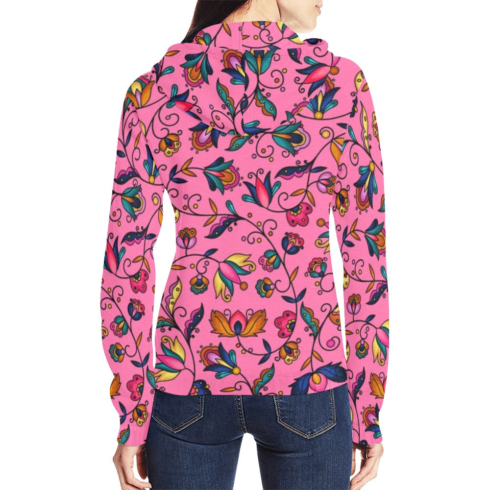 Copper Prairie Petals Pink Full Zip Hoodie for Women