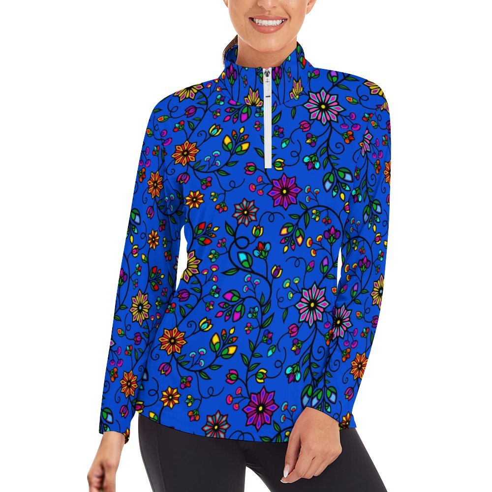 Prairie Paintbrush Blue SQ Long Sleeve Yoga Shirt