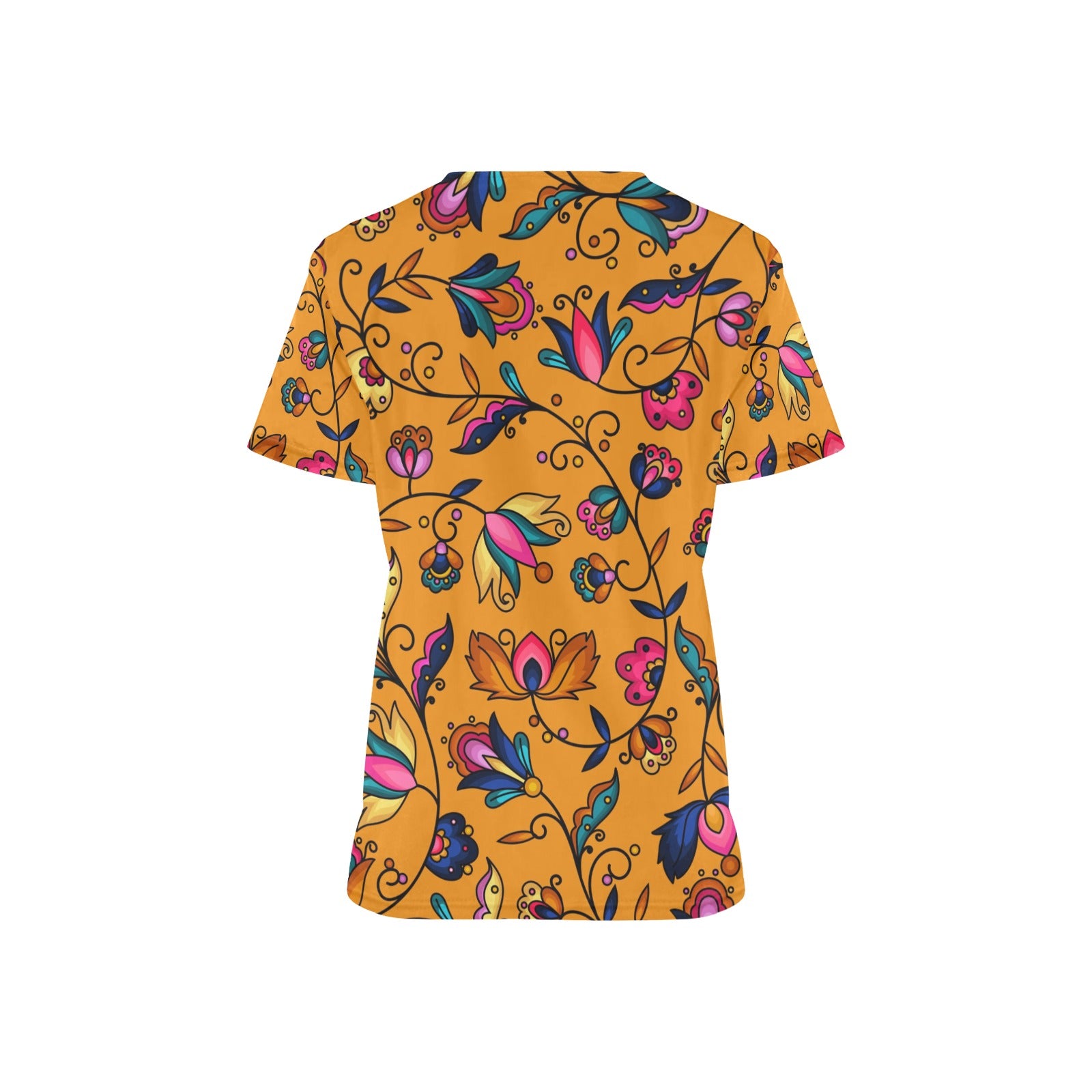 Copper Prairie Petals Orange Scrub Top