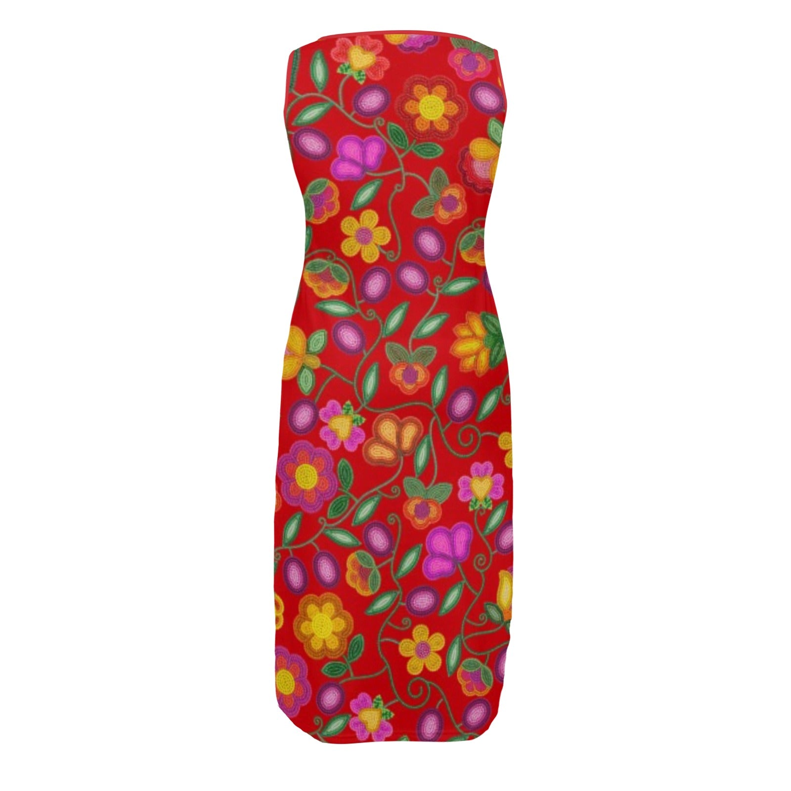 Boreal Bounty Red Phaedra Sleeveless Open Fork Long Dress