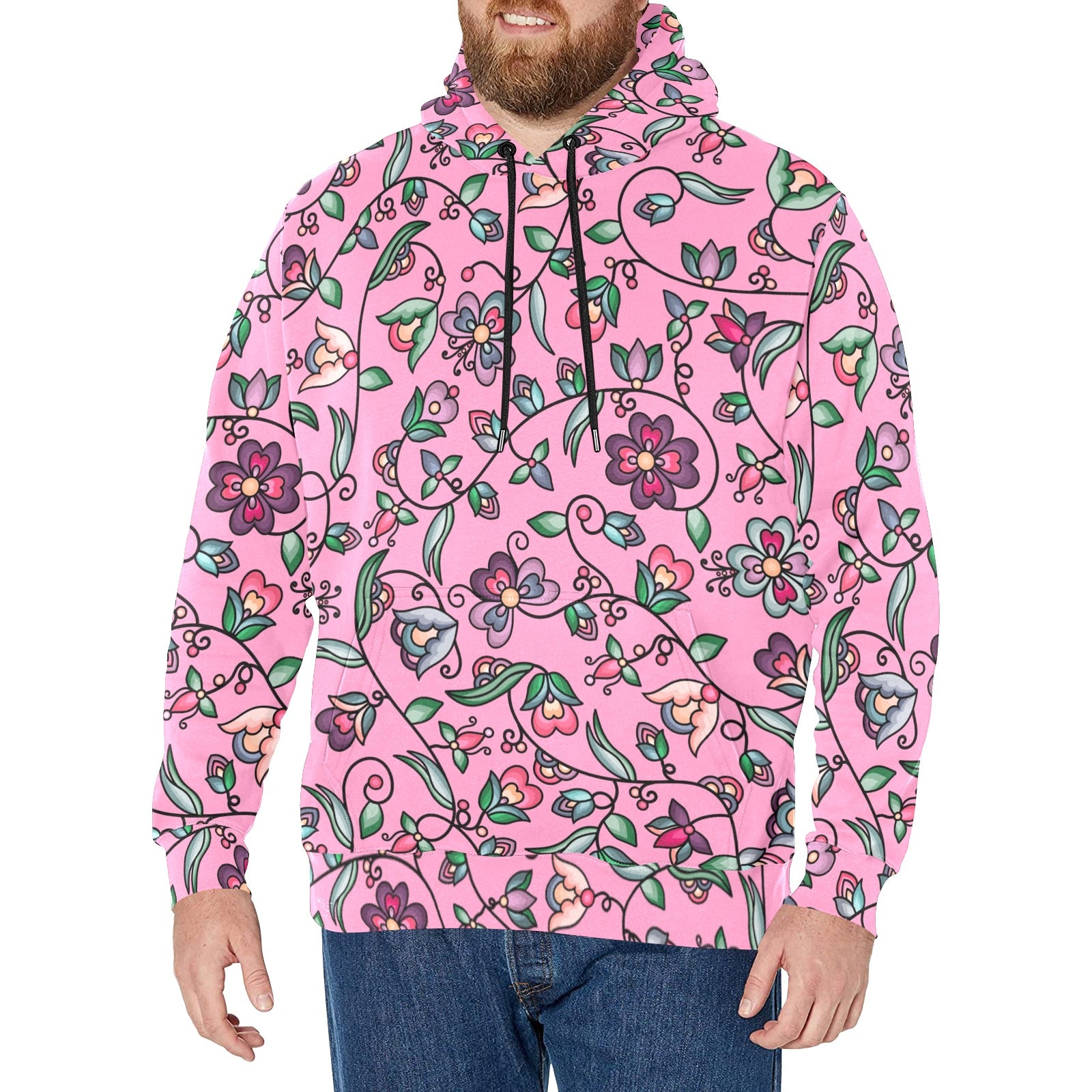 Amber Evening Garland Pink Men's Long Sleeve Fleece Hoodie
