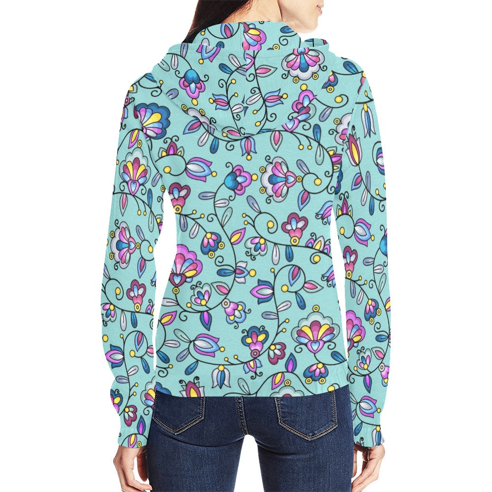 Autumn Bundle Blessing Turquoise Full Zip Hoodie for Women