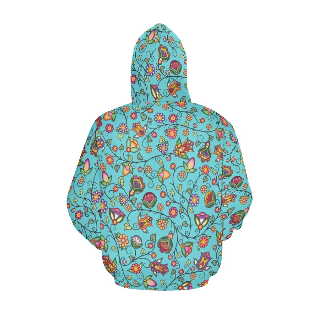 Heartbeat Petals Turquoise Hoodie for Men (USA Size)