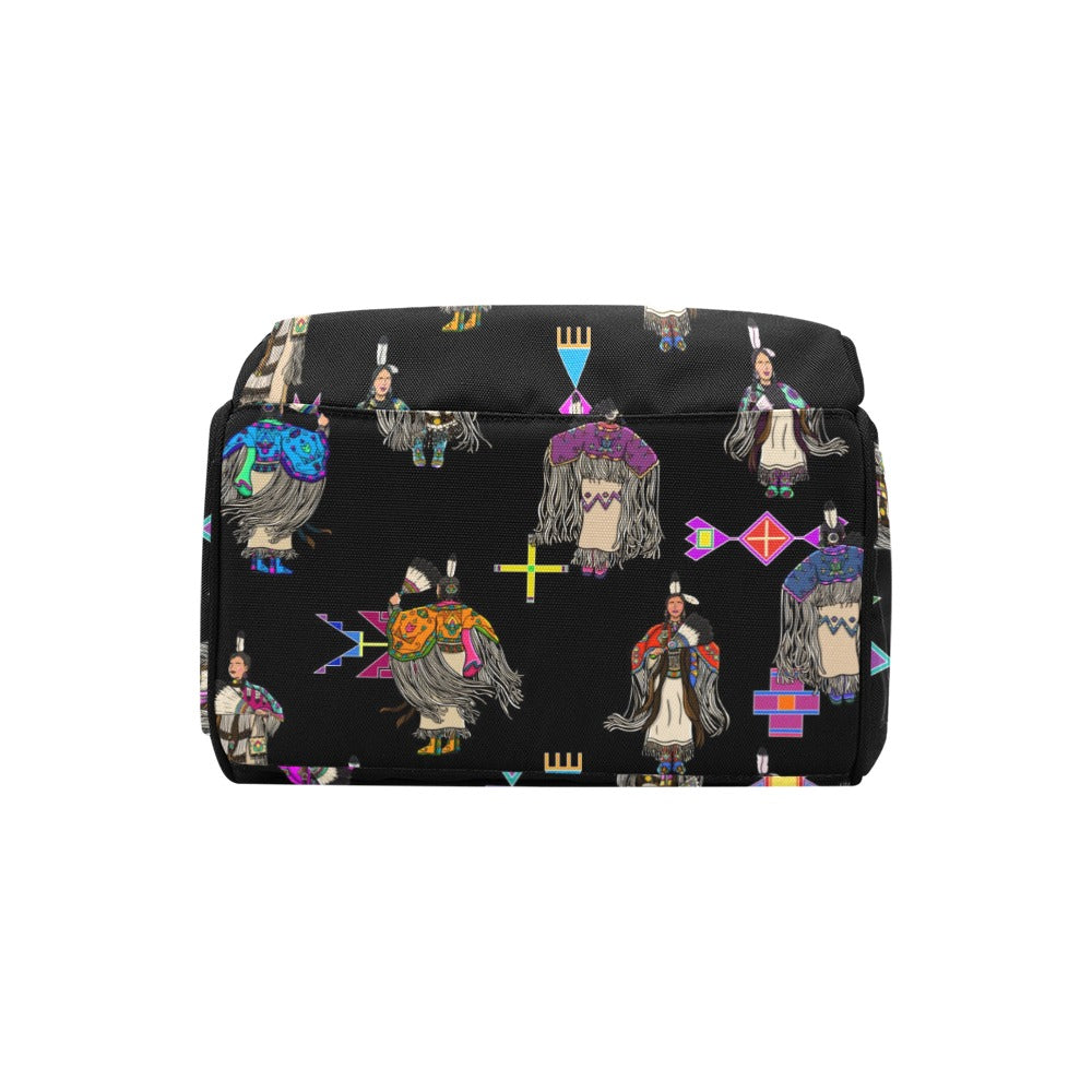 Women's Tradish Dancers Black Multi-Function Diaper Backpack/Diaper Bag