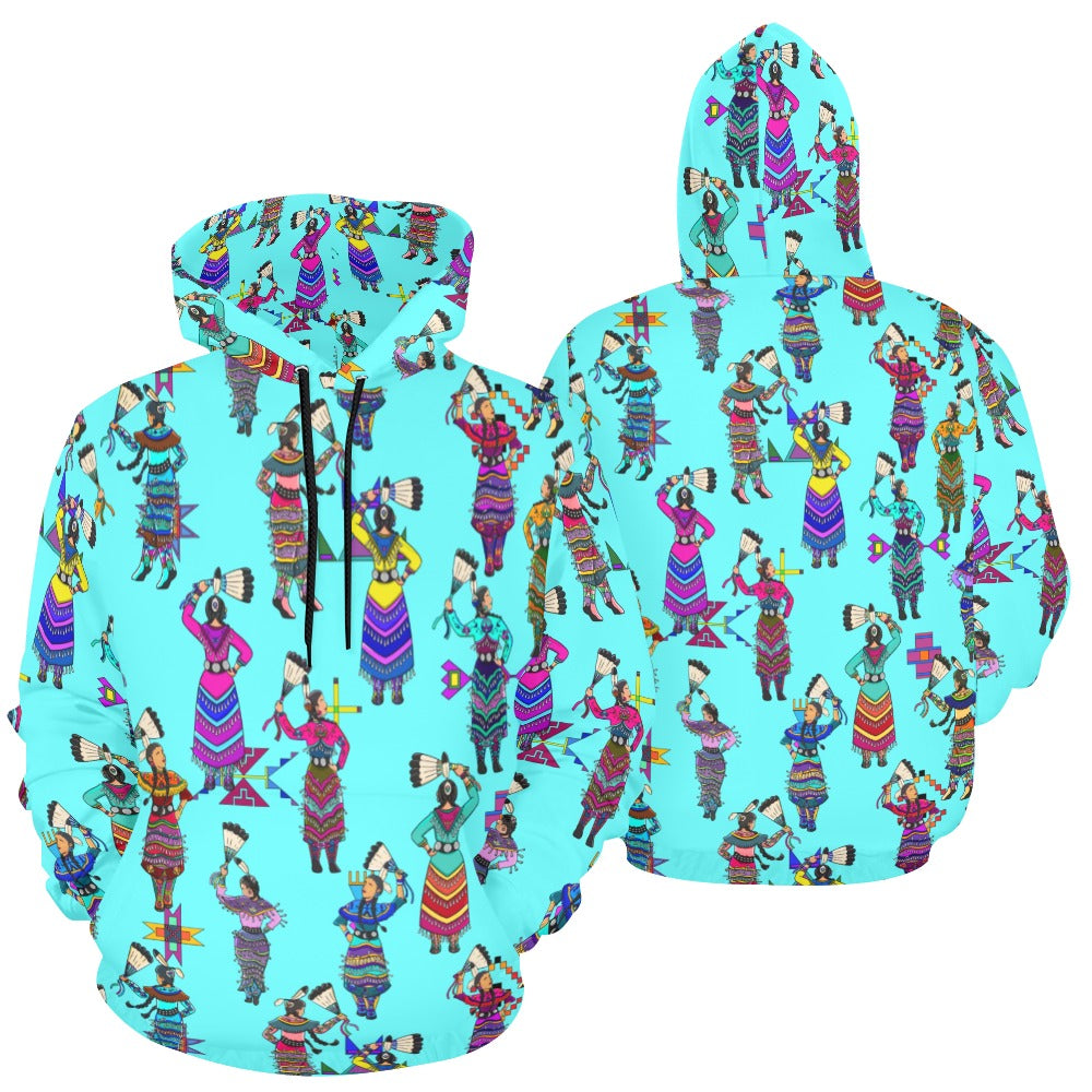 Women's Jingle Dancers Turquoise Hoodie for Men (USA Size)