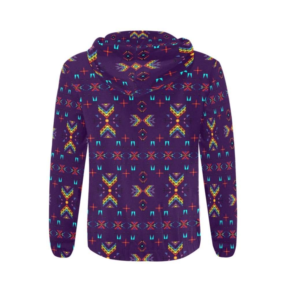 Rainy Chief Rainbow Dark Purple Men's Zipper Hoodie