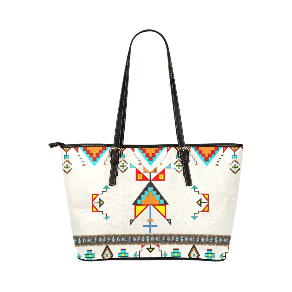 Sentinel of the Plains White Leather Tote Bag/Large