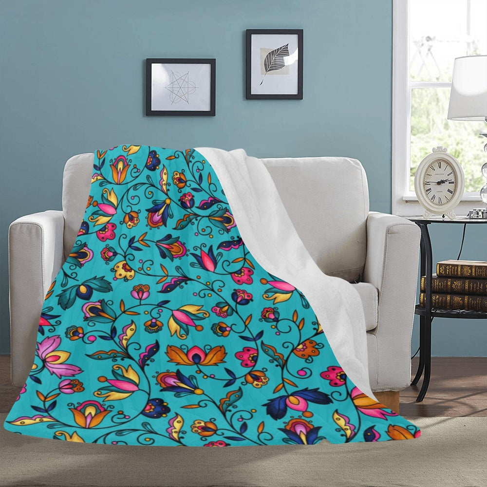 Copper Prairie Petals Turquoise Ultra-Soft Micro Fleece Blanket 60"x80"