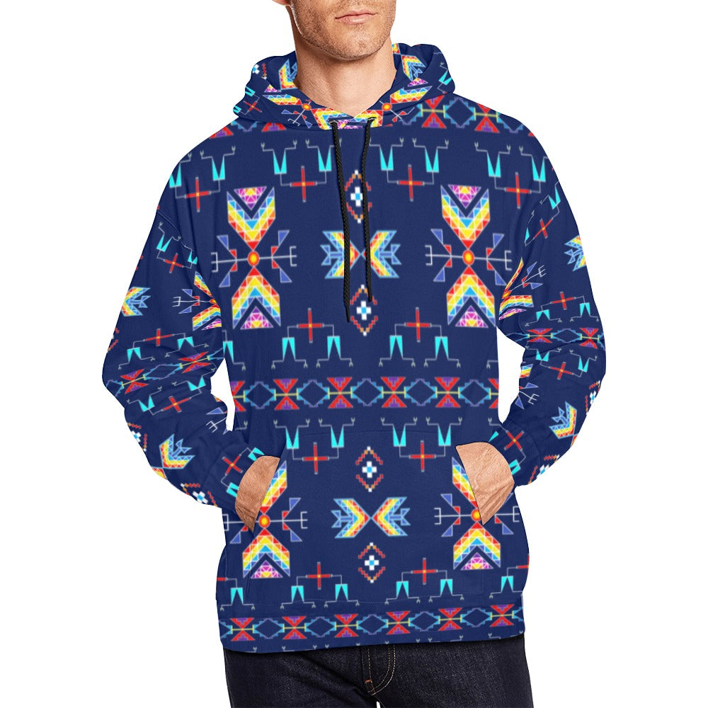 Rainy Chief Rainbow Night Lake Hoodie for Men (USA Size)