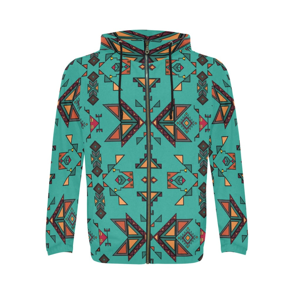 Arrow Dawn Turquoise Men's Zipper Hoodie