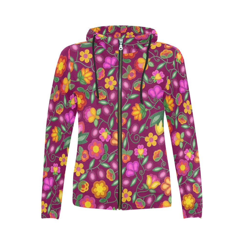 Boreal Bounty Dark Magenta Full Zip Hoodie for Women