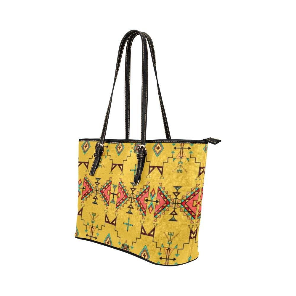 Thunder Flight Yellow Leather Tote Bag/Large