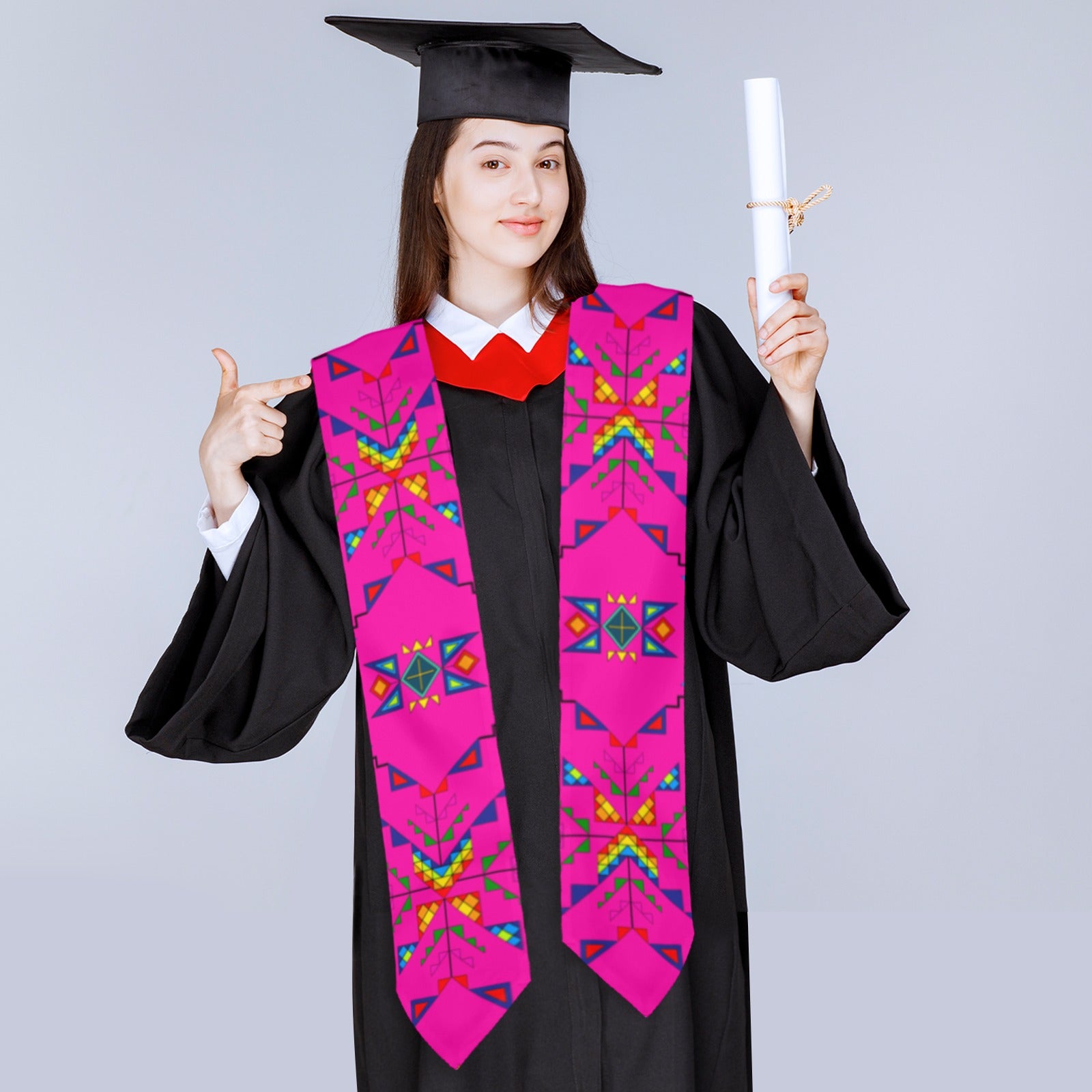 Buffalo Jump Pink Graduation Stole