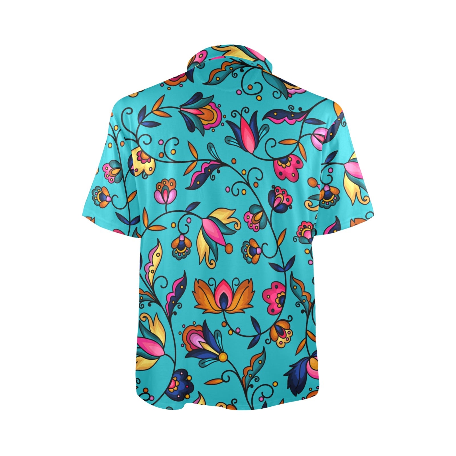 Copper Prairie Petals Turquoise Polo Shirt