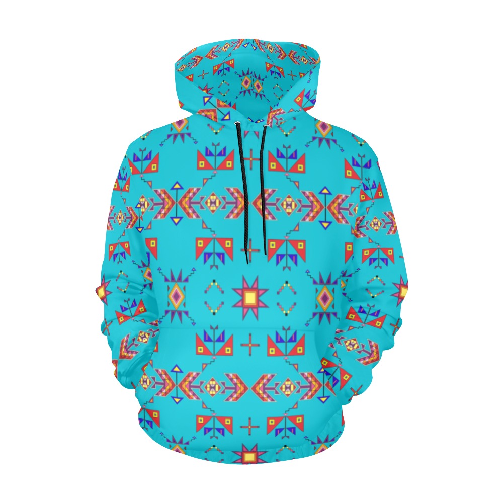 Scattered Generations Turquoise Hoodie for Men (USA Size)