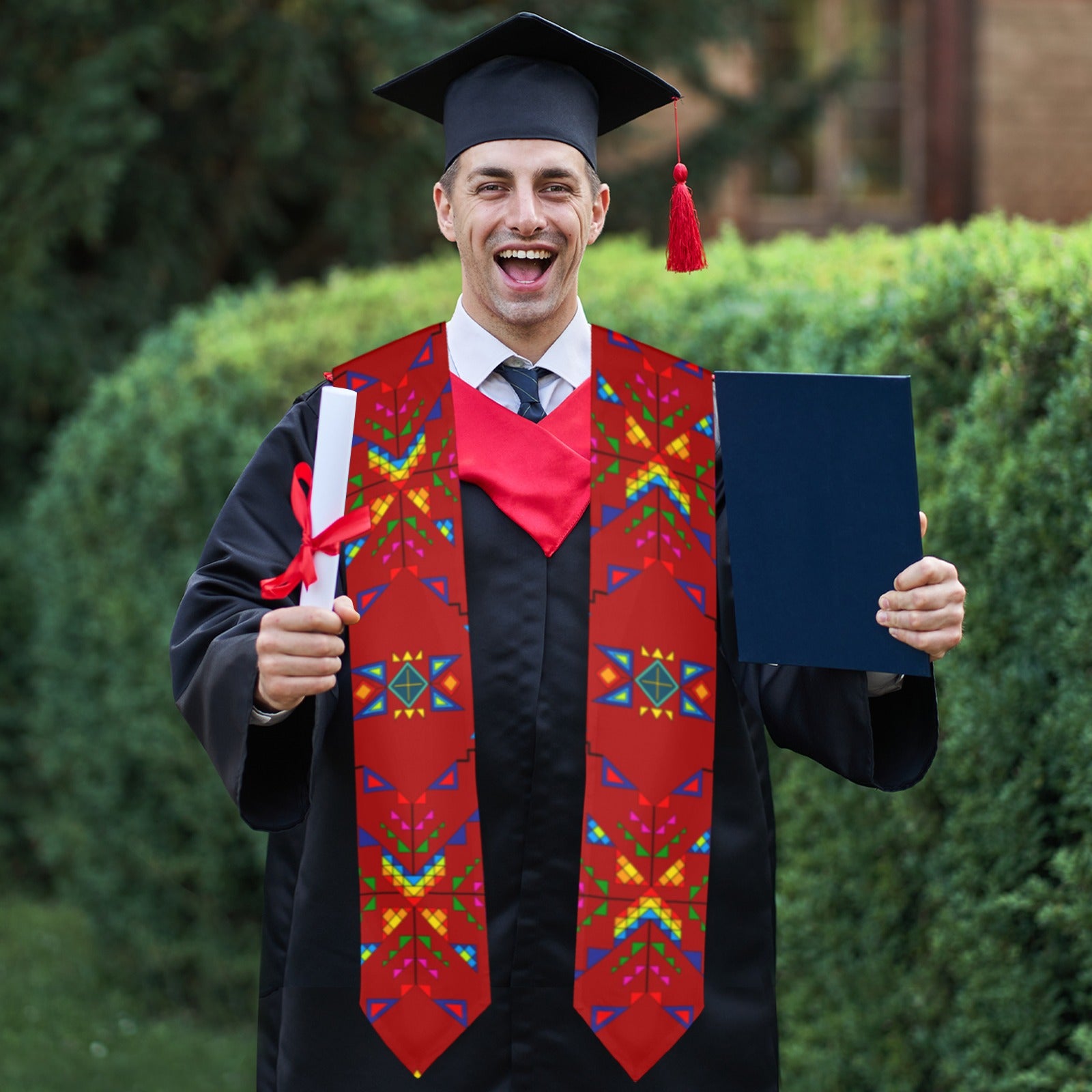 Buffalo Jump Red Graduation Stole