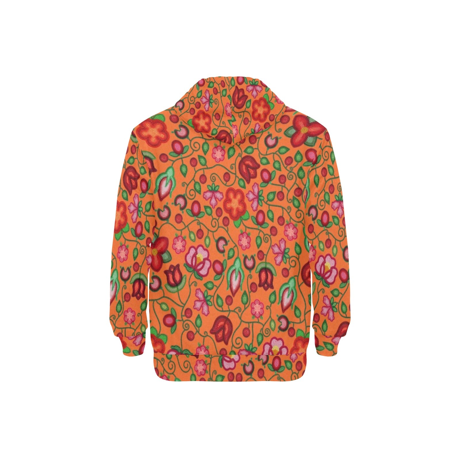 Rose Reverie Orange Men's Long Sleeve Fleece Hoodie