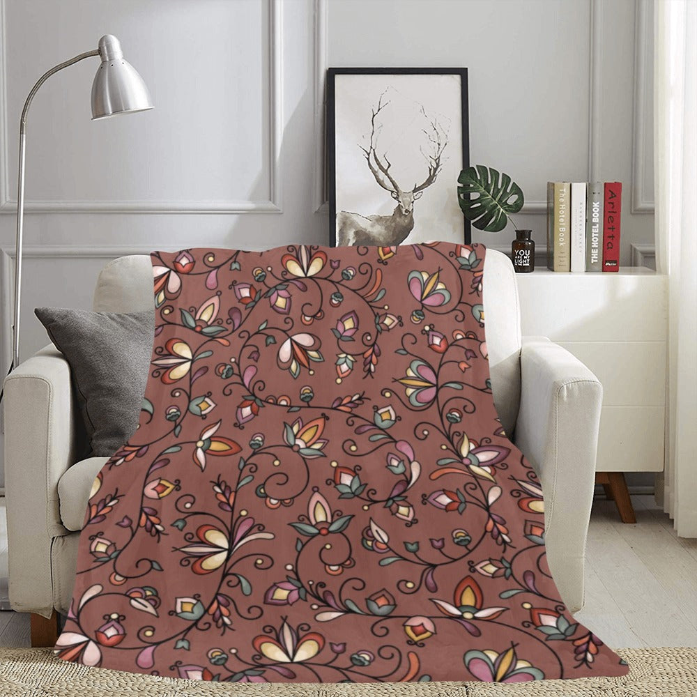 Burnt Sky Petals Brown Ultra-Soft Micro Fleece Blanket 60"x80"
